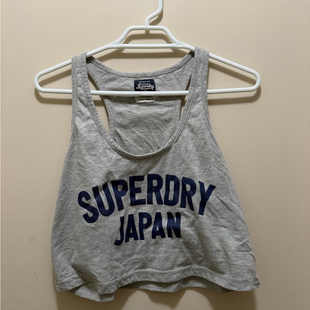 Superdry Japan Grey Tank Top with Navy Logo
